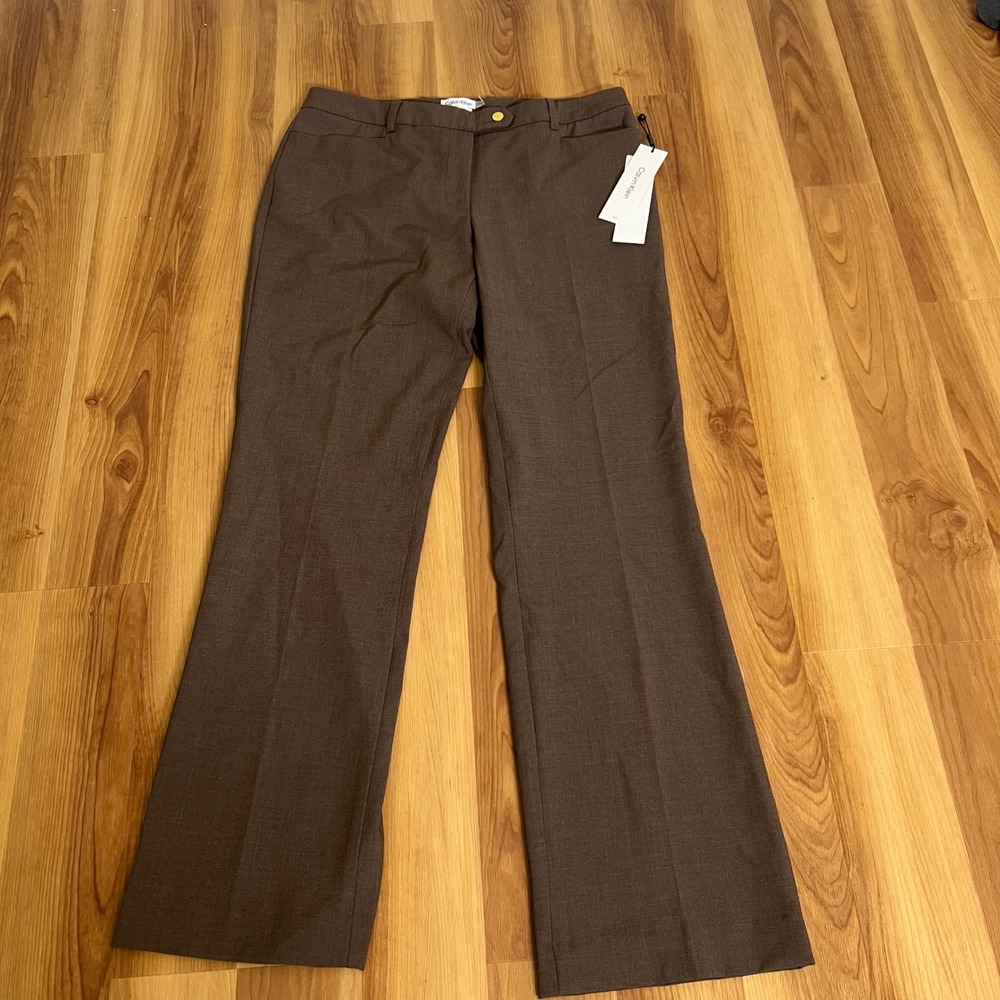 New Calvin Klein Dress Pants Suit Womens Office Workwear Modern Fit 10 Brown